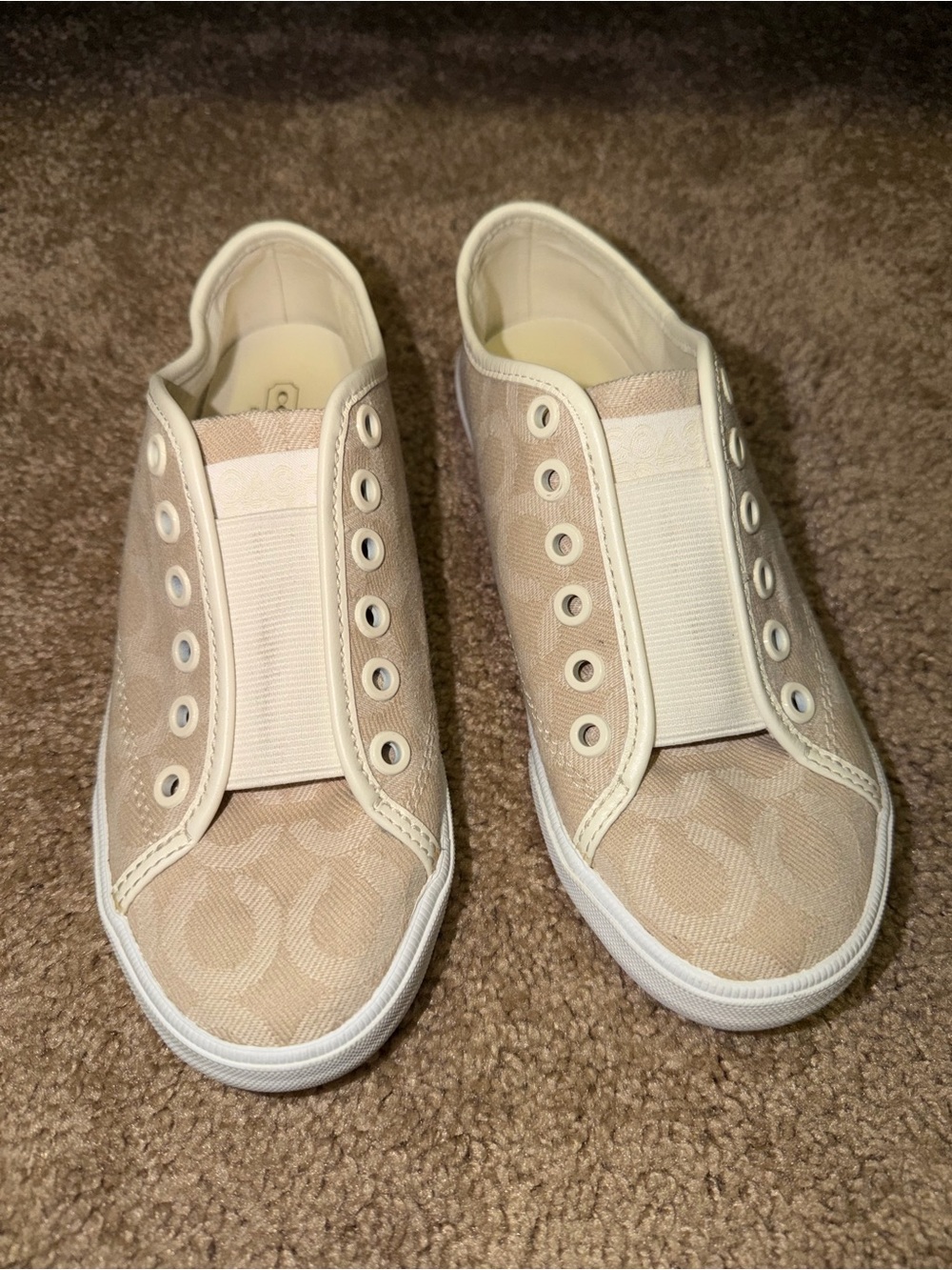 Coach Beige Signature Slip-On Sneakers